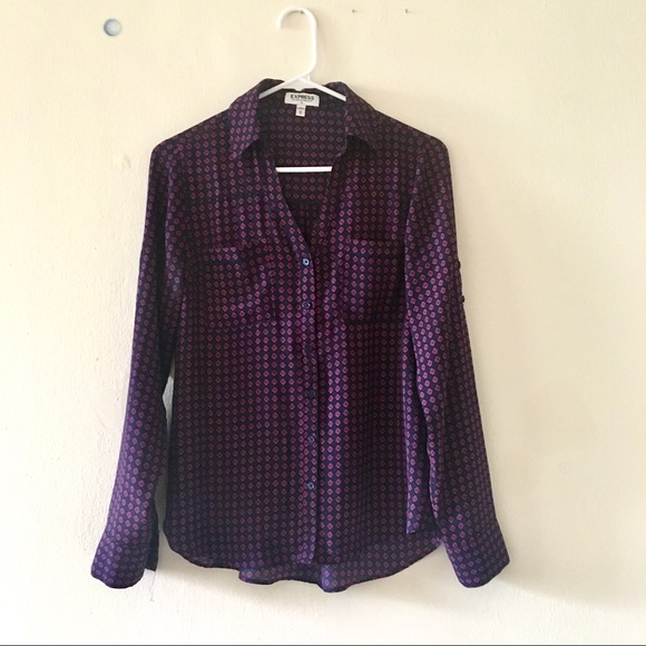 Express Portofino Button Down in Diamond Print - Picture 1 of 3